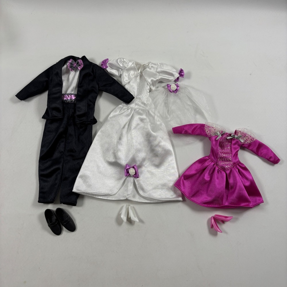 Vintage Barbie Evening Sparkle Wedding Party Doll Fashion Set Tuxedo Dress Shoes
